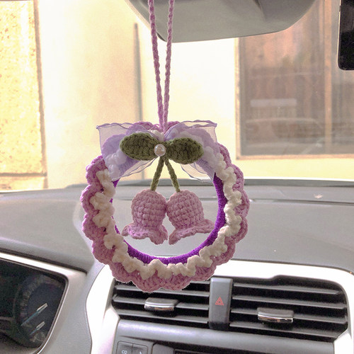 定制圆形紫色铃兰向日葵女友挂件