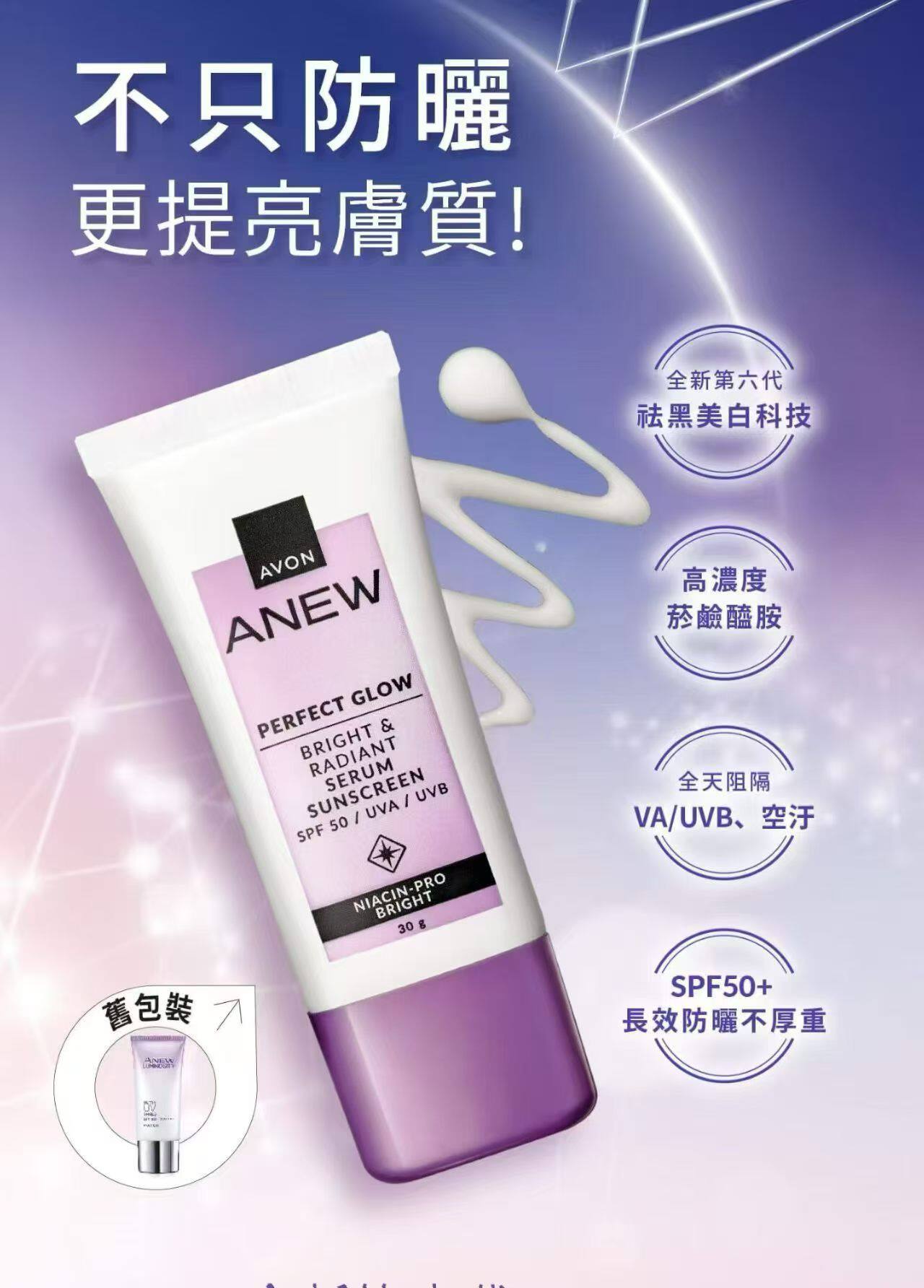 雅芳新活烟酰胺净润防晒修颜乳SPF50+PA++++高倍防晒霜2028
