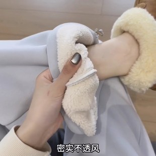 女韩系小众高腰加绒阔腿裤 奥特莱斯 撤柜外贸奶蓝色羊驼休闲卫裤