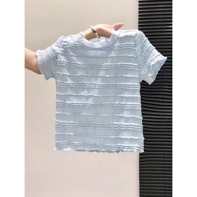 木耳边肌理感显瘦百搭衫上衣