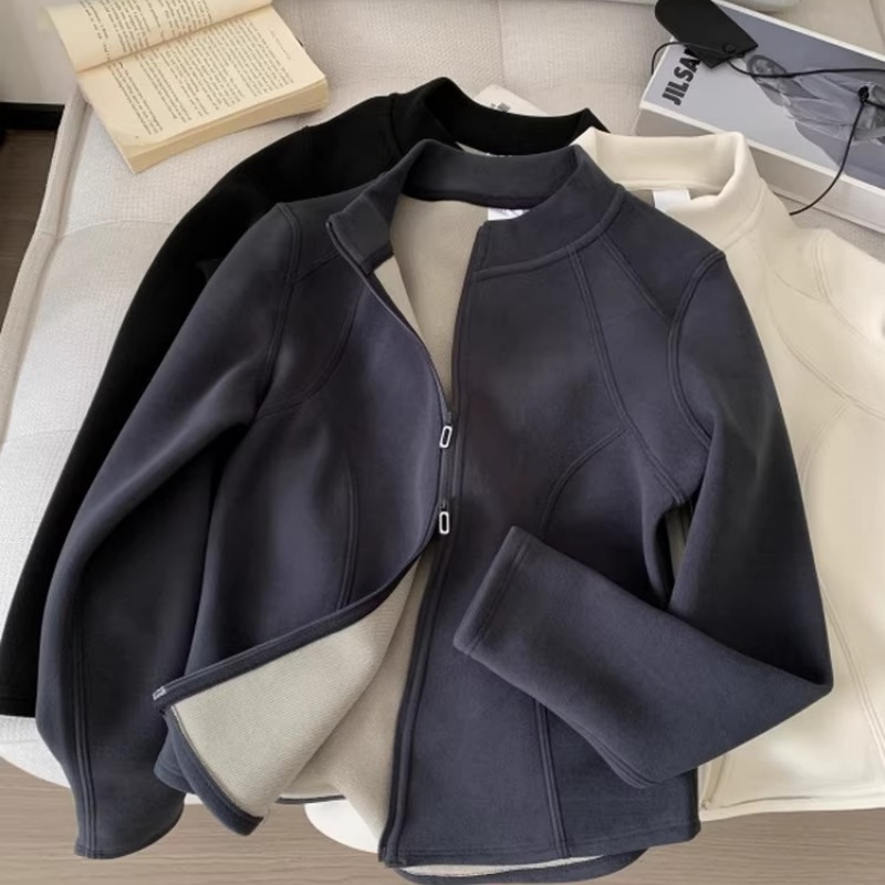 石墨烯聚温双拉链立领卫衣女秋冬