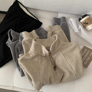 清仓尾货 加厚外套 专柜尾货复古毛巾绒半拉链卫衣显瘦保暖插肩袖