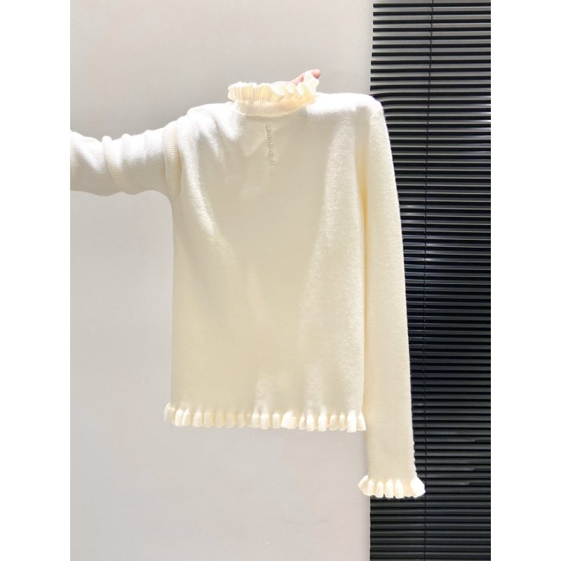 奥特莱斯~撤柜大牌木耳边半高领钉珠针织毛衣女显瘦温柔打底上衣,女装/女士精品,大码内搭,淘宝优惠券,粉丝福利购,淘宝优惠卷