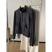 奥特莱斯 品牌余单德绒立领双拉链开衫 外套女慵懒风保暖内搭卫衣