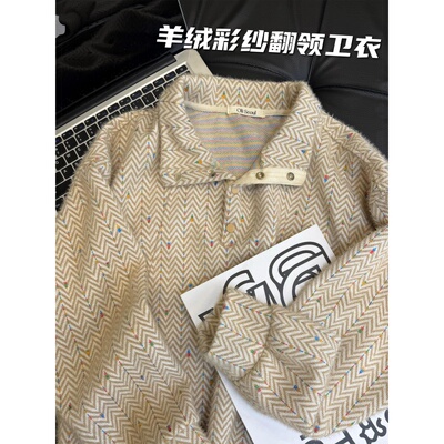 羊绒彩纱刺绣可翻领立领加厚卫衣