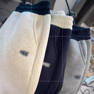 奥特莱斯 子女 清仓捡漏字母刺绣撞色腰抽绳羊羔毛两穿阔腿束脚裤