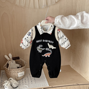 婴儿衣服女宝宝秋装连体背带裤套装超萌洋气一岁春秋季两件套外出