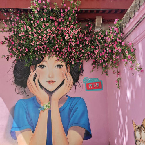 网红花墙女孩拍照打卡墙仿真花