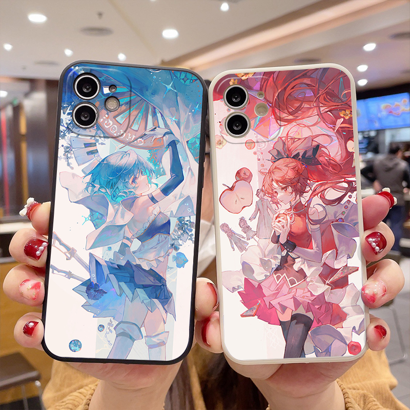 晓美焰美树沙耶香魔法少女小圆巴麻美佐仓杏子手机壳直边古董白黑软壳适用OPPO苹果华为小米vivo红米荣耀IQOO