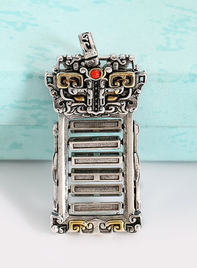 镀925银新品太极八卦吊坠复古做旧天机周易六十四卦悟道项链演算