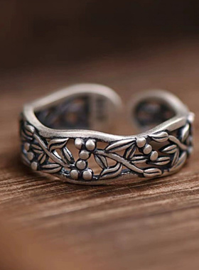 新品新款藤蔓花枝戒指女潮文艺高