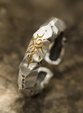 新款自律戒指潮牌男许愿石独特戒