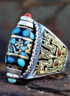 新款天珠戒指藏式男女款夔牛大鹏