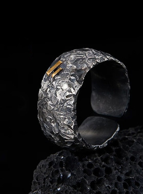 新品【伤痕】戒指男士个性复古小