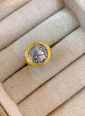 新品复古做旧古币戒指开口戒独特