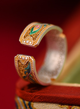 新款珐琅戒指女士款国风轻奢高级