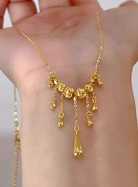 新款水滴流苏项链中式宫廷风河流