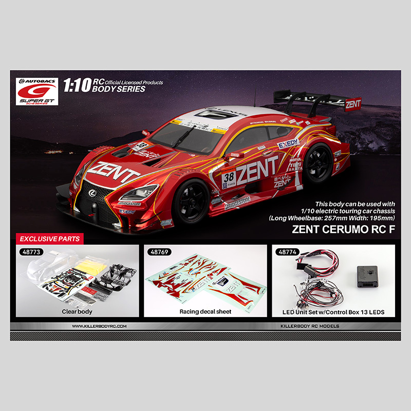 Killerbody1/10丰田ZENT CERUMO RC F车壳模型玩具配件