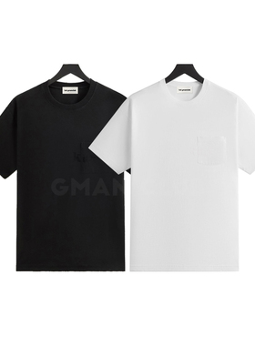 FotiGmanClub KITH植绒字母口袋成衣水洗宽松全棉纯色短袖袖TEE恤