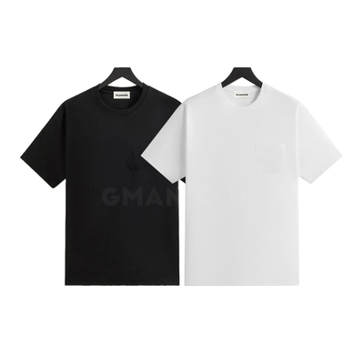 FotiGmanClub KITH植绒字母口袋成衣水洗宽松全棉纯色短袖袖TEE恤