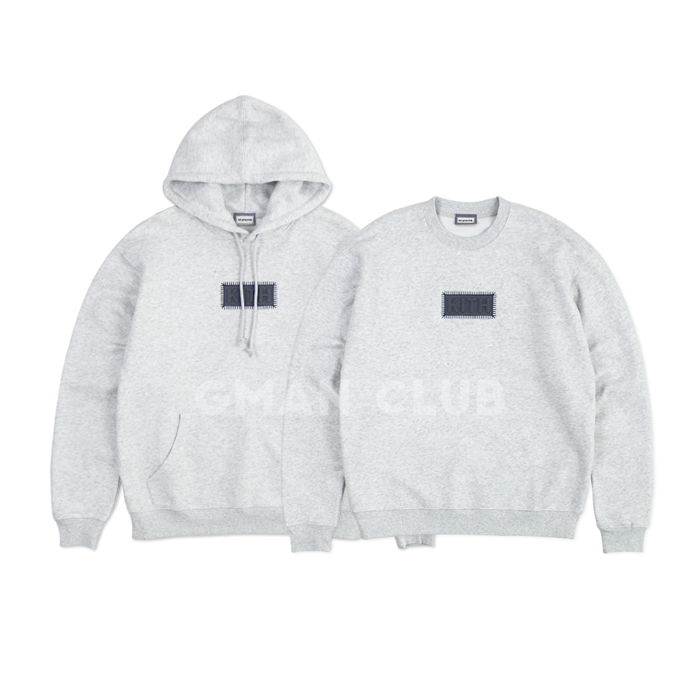 FotiGmanClub KITH立体字体刺绣 加绒休闲连帽衫长袖圆领套头卫衣