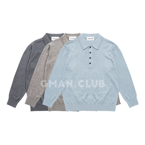 FotiGmanClub 老钱风翻领四粒扣Polo针织衫 男士休闲混纺长袖毛衣