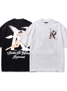 FotiGmanClub REPRESENT STORMS IN HEAVEN天使字母宽松短袖TEE恤