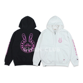 日潮 FR2 同款 FotiGmanClub 兔子印花拉链连帽开衫 男女加绒外套