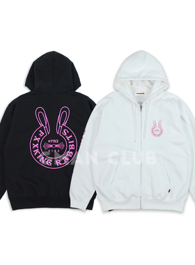 FotiGmanClub 日潮 #FR2 同款兔子印花拉链连帽开衫男女加绒外套