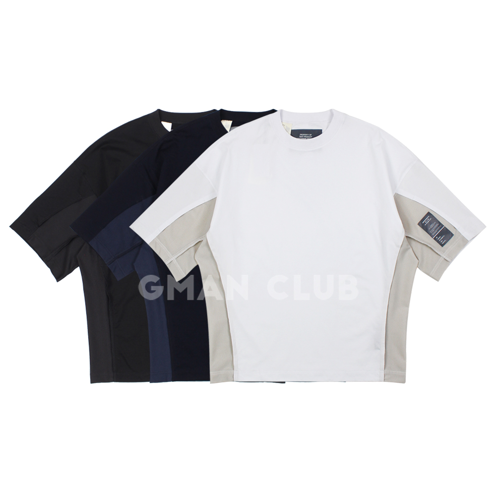 FotiGmanClub HOOLYWOOD风格军事贴标接拼宽松休闲男士短袖TEE恤