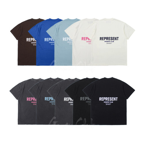 FotiGmanClub REPRESENT 新字母印花复古夏季全棉宽松短袖TEE恤潮