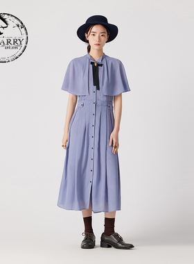 D-HARRY/迪哈利夏新款学院宽松蓝紫色短袖连衣裙DH242J97218D