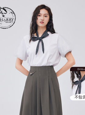 D-HARRY/迪哈利新款优雅休闲百搭灰色短袖T恤DH233B96327D