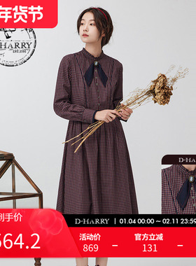 D-HARRY/迪哈利新款复古显瘦格子连衣裙DH234J96627D