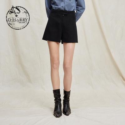 D-HARRY/迪哈利黑色高腰短裤