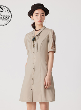 D-HARRY/迪哈利夏新款百搭宽松衬衫式短袖连衣裙DH242J97232D