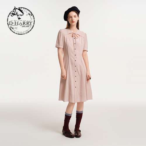D-HARRY/迪哈利浅粉色短袖连衣裙