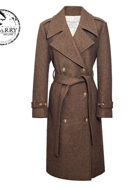 D-HARRY/迪哈利2025冬季新款复古羊毛咖色毛呢大衣DH254F91015T