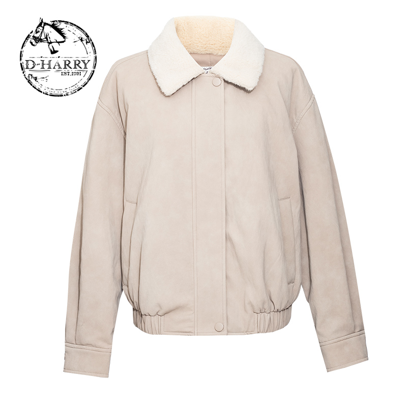 D-HARRY/迪哈利米色水洗皮外套