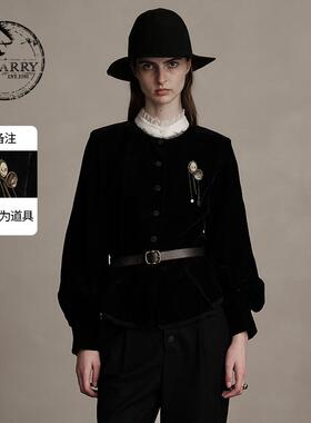 【小田同款】D-HARRY/迪哈利新款黑色丝绒外套DH244A97726G