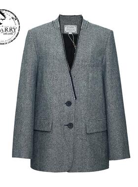 D-HARRY/迪哈利新款复古百搭花灰色上衣外套DH244A97921T