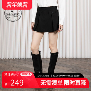 通勤百搭休闲黑色短裤 新款 迪哈利2025冬季 DH254L62913T HARRY