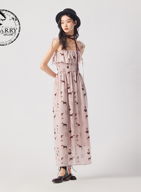 【明星同款】D-HARRY/迪哈利夏粉色吊带连衣裙DH242J97175D