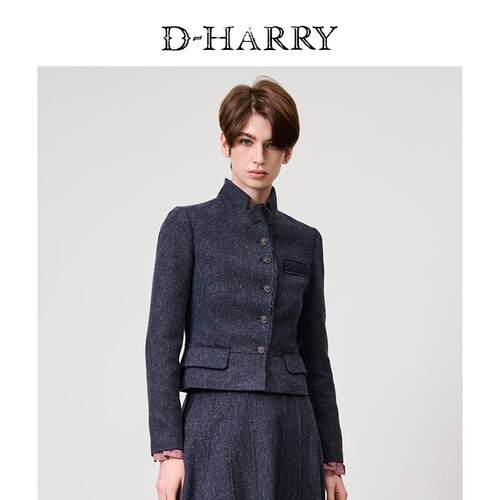 D-HARRY/迪哈利藏青色长袖短外套