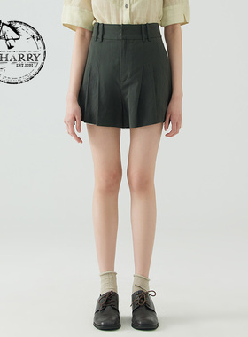 D-HARRY/迪哈利夏季新款可拆卸蝴蝶结深绿色短裤DH232L96135D