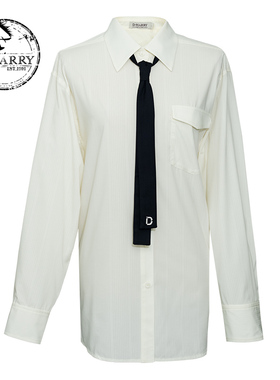 D-HARRY/迪哈利25春秋新品学院风长袖领带纯色衬衫DH251D90156T
