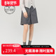 DH231L95985D 复古通勤直筒灰色高腰短裤 HARRY 迪哈利新款
