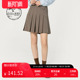 五分裙半身裙子DH231M95867D 迪哈利咖色格纹百褶裙女短款 HARRY