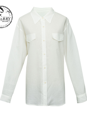 D-HARRY/迪哈利25春秋新品白色长袖衬衫纯色百搭衬衣DH251D90155T