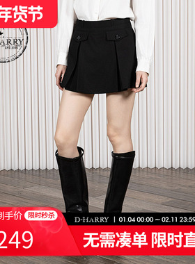 D-HARRY/迪哈利2025冬季新款通勤百搭休闲黑色短裤DH254L62913T